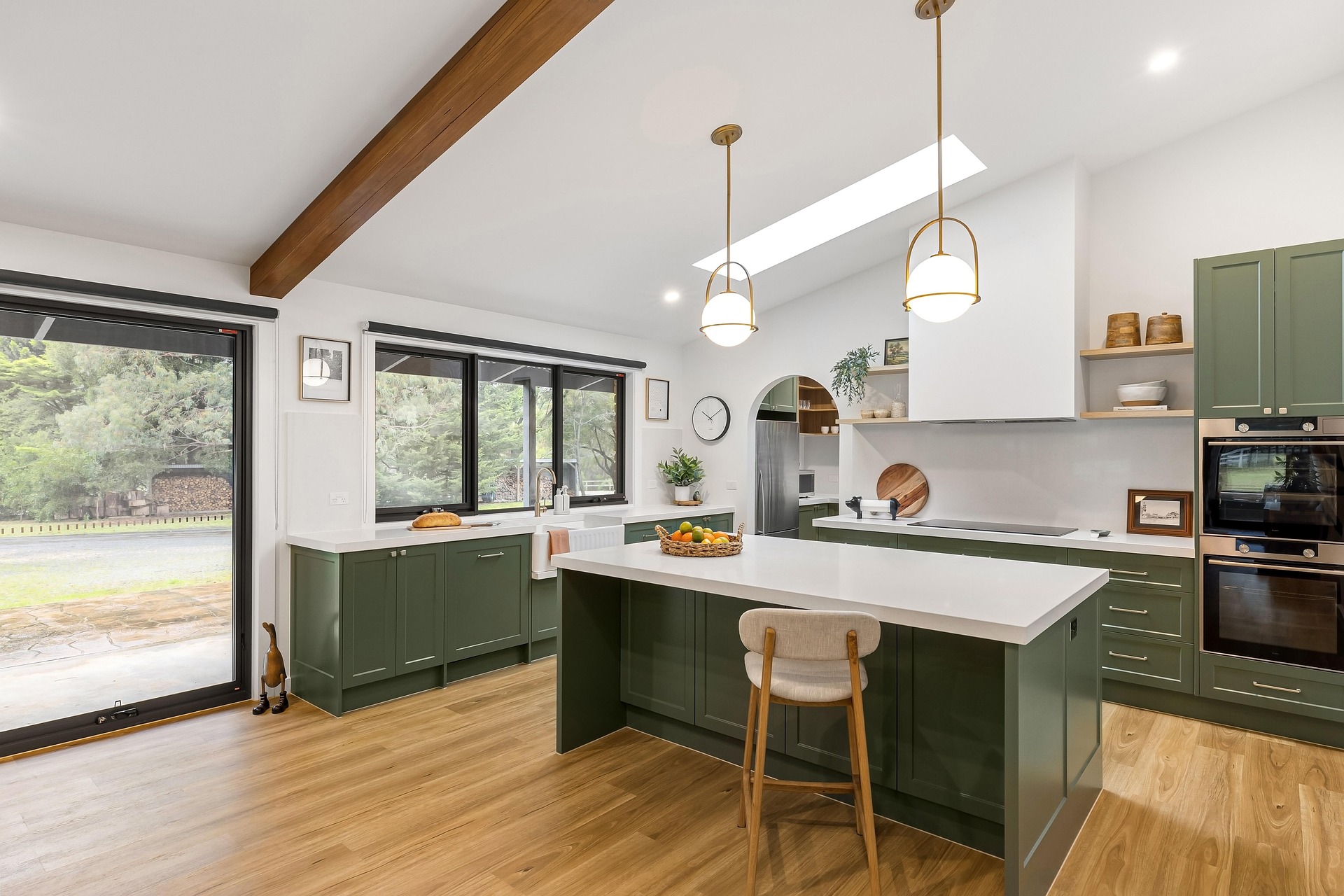 Modern fitted kitchen inside a residential park home